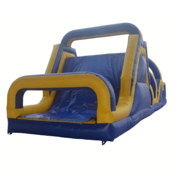 Dmuchany tor przeszkód 12 m żółto-niebieski – atrakcja dmuchana dla dzieci i dorosłych